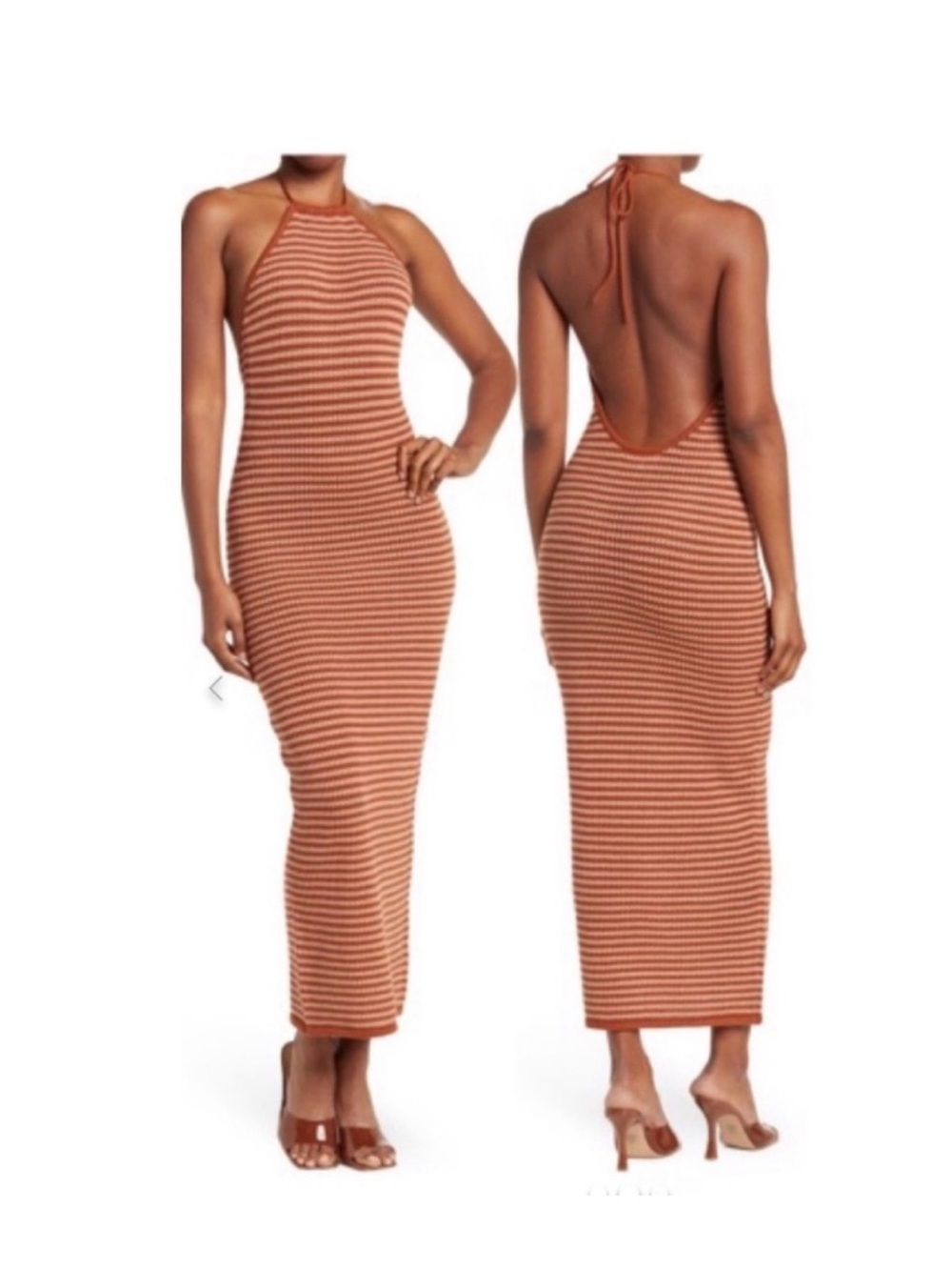 Ronny Kobo Brown Striped Dress